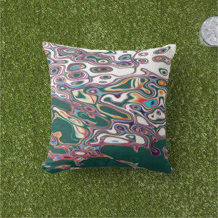Retro Colourful Water Abstract Pattern Outdoor Pillow