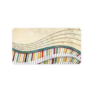 Retro Colourful Wavy Piano  Label