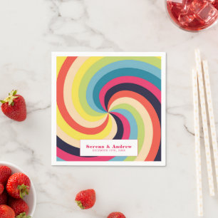 Retro Colourful Wedding  Napkin