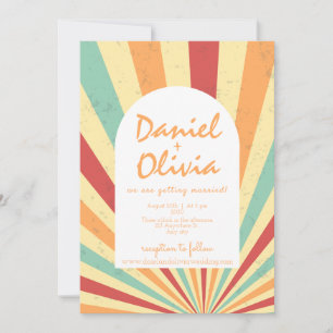 Retro Colourful with QR Wedding Invitation
