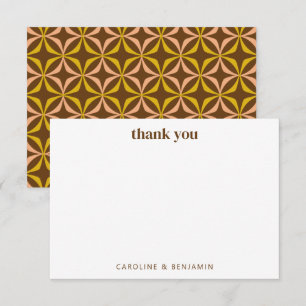 Retro Colourful Yellow Geometric Modern Wedding Thank You Card