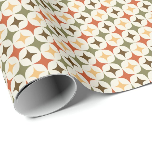 Retro Colours Atomic 50s Shapes Pattern Wrapping Paper (Roll Corner)