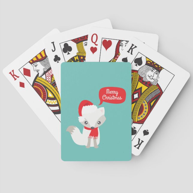Retro Colours Christmas Fox Playing Cards (Back)