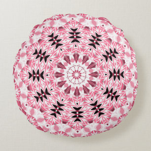 Retro colours circle mandala pink colours round ka pillow