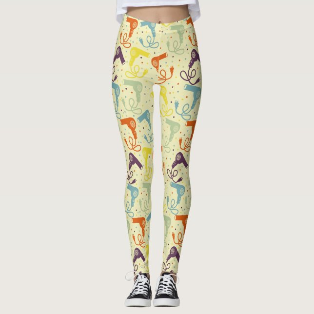 Retro Colours Hairdryers Blow Dryers Patterned Leggings (Front)