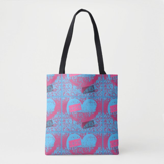 Retro Colours Love Heart Pattern Tote Bag (Front)
