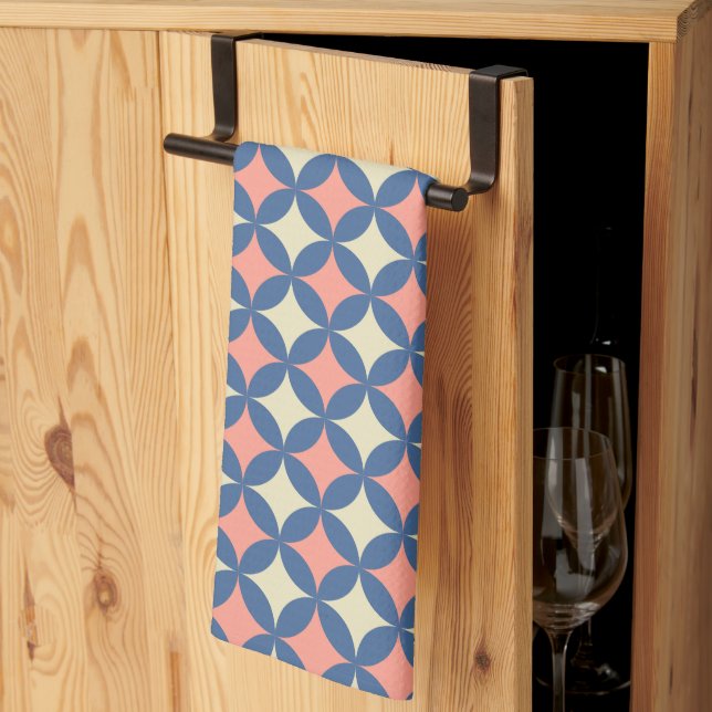 Retro Colours Mid Century Modern Circles Kitchen Towel (Thirds Fold)