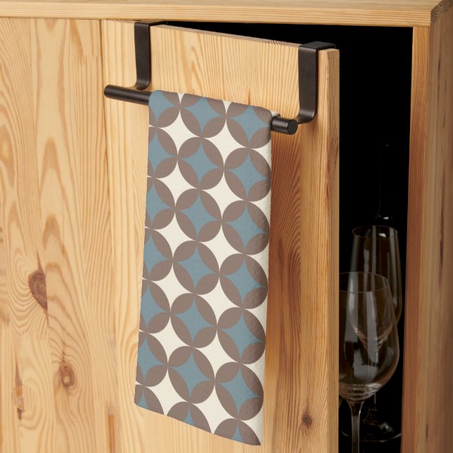 Retro Colours Mid Century Modern Circles Kitchen Towel (Thirds Fold)