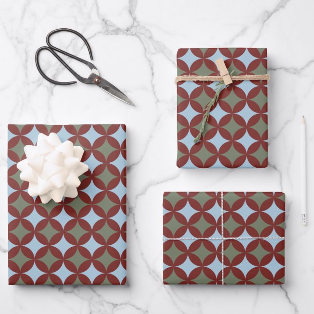 Retro Colours Mid Century Modern Circles Wrapping Paper Sheet (Front)