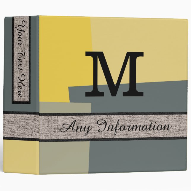 Retro Colours Modern Monogram #5 Binder (Front/Spine)