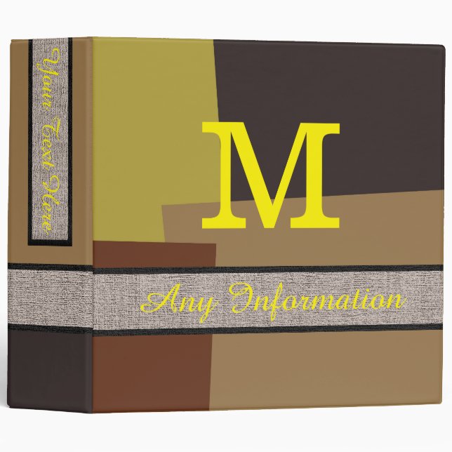 Retro Colours Modern Monogram #6 Binder (Front/Spine)