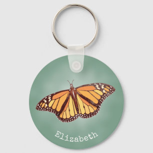 Retro colours Monarch Butterfly w wings open Keychain