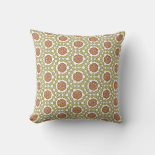 Retro Colours Orange and Yellow Flower Pattern Throw Pillow
