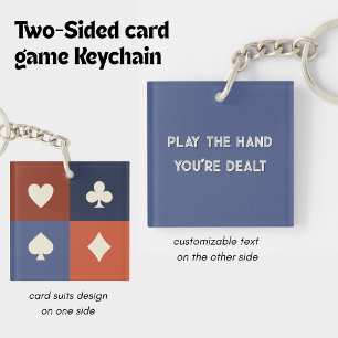 Retro colours Play The Hand You're Dealt, Card Gam Keychain