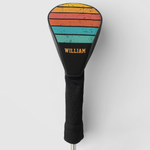 Retro Colours & Stripes Personalized Golf Head Cover