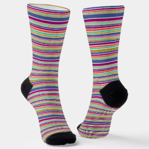 Retro Colours Textured Look Stripes Socks