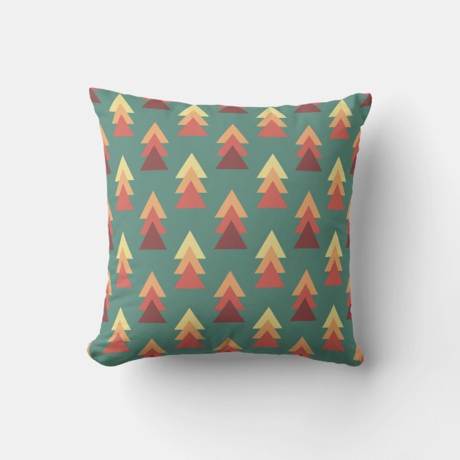 Retro Colours Triangles Throw Pillow (Front)