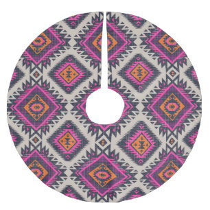 Retro colours, tribal Navajo design. Brushed Polyester Tree Skirt