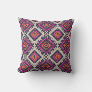 Retro colours, tribal Navajo design. Throw Pillow
