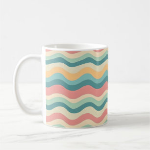 Retro Colours Wave Boho Style Abstract Patterns Coffee Mug