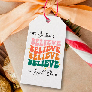Retro colours we believe in Santa Claus Gift Tags