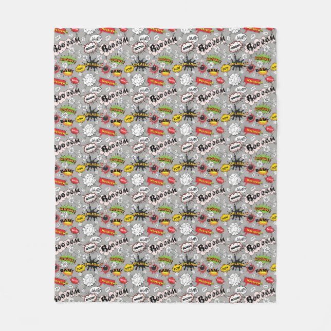 Retro Comic Action Words Fleece Blanket (Front)