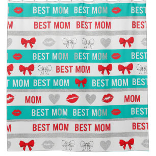Retro Comic Best Mom Hearts Lips Bow