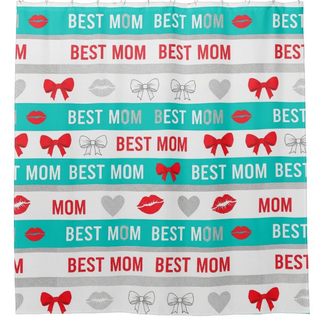 Retro Comic Best Mom Hearts Lips Bow (Front)