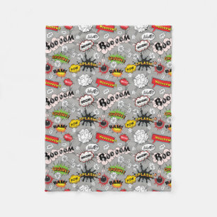 Retro Comic Book Action Words Fleece Blanket