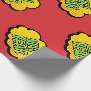 Retro Comic Book Style New Year Wrapping Paper
