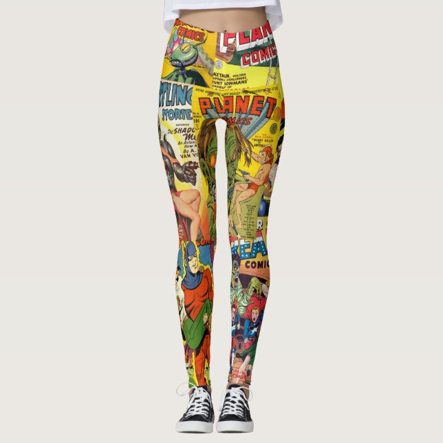 Retro comic cover leggings (Front)