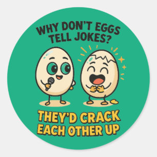 Retro-comic egg joke funny  classic round sticker