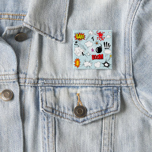 Retro Comic Explosion Pop Art 2 Inch Square Button