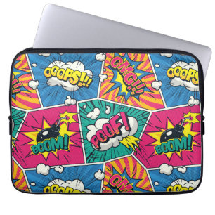 Retro Comic Explosions - Colourful Pop Art Design Laptop Sleeve