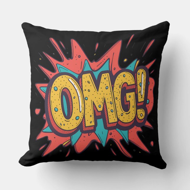 Retro Comic “OMG!” Pop Art Decorative Pillow (Front)