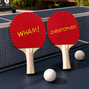 Retro Comic Pop Art Custom Name Ping Pong Paddle