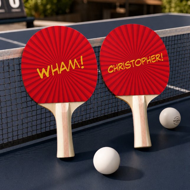Retro Comic Pop Art Custom Name Ping Pong Paddle (Creator Uploaded)