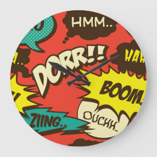 Retro Comic Shout: Seamless Pattern. Large Clock