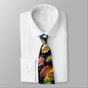 Retro Comic Super Hero Sound Effects Tie