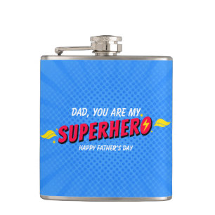 Retro Comic Superhero Father's Day Hip Flask