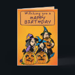 Retro Comic Witches Halloween Birthday Card<br><div class="desc">Check out the rest of the Happy Planet Parties Halloween Collections for more spooky designs!</div>