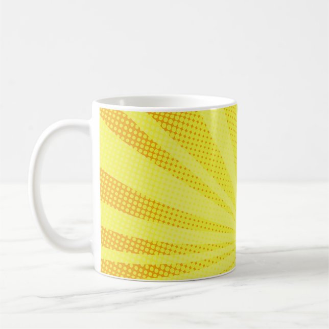 retro comic yellow background raster gradient half coffee mug (Left)