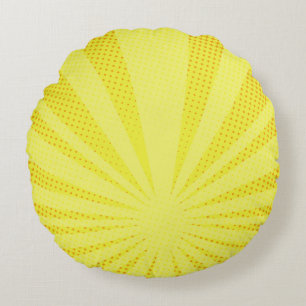 retro comic yellow background raster gradient half round pillow