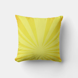 retro comic yellow background raster gradient half throw pillow