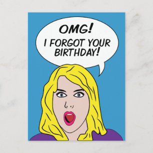 RETRO COMICS carte postale d'anniversaire tardive