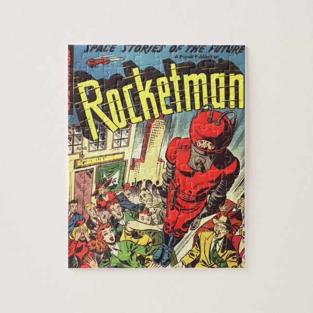 Retro comics - Rocketman Jigsaw Puzzle (Vertical)