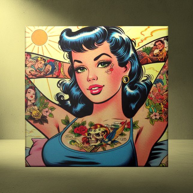 Retro Comics Tattoo Girl Tile (Creator Uploaded)
