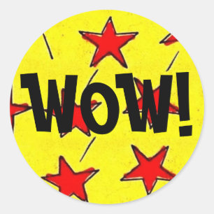 Retro Comix Stars WOW! Classic Round Sticker