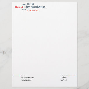Retro Commodore Hotel Letterhead