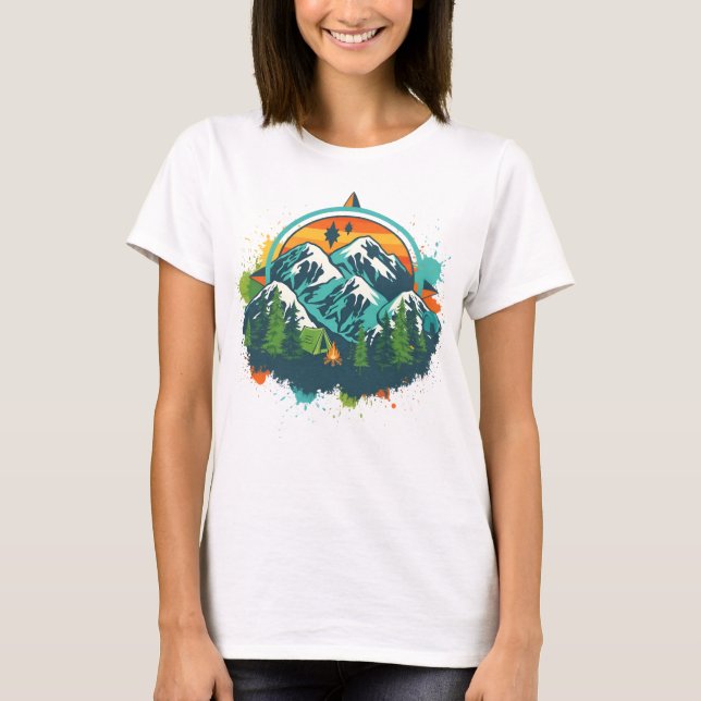 Retro Compass Adventure Tee for Nature Lovers (Front)